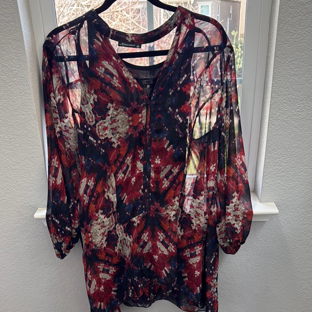 Chic Women's Sheer Top - Red and Black